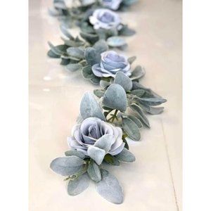 27 count | Lambs Ear Garlands & Blue Roses Set Wedding Flowers Greenery Decor